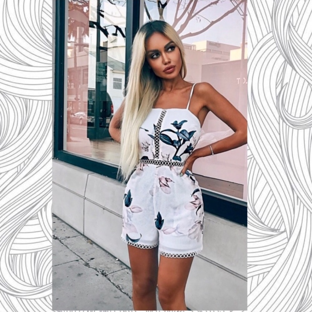 Floral Crochet Trim Playsuit